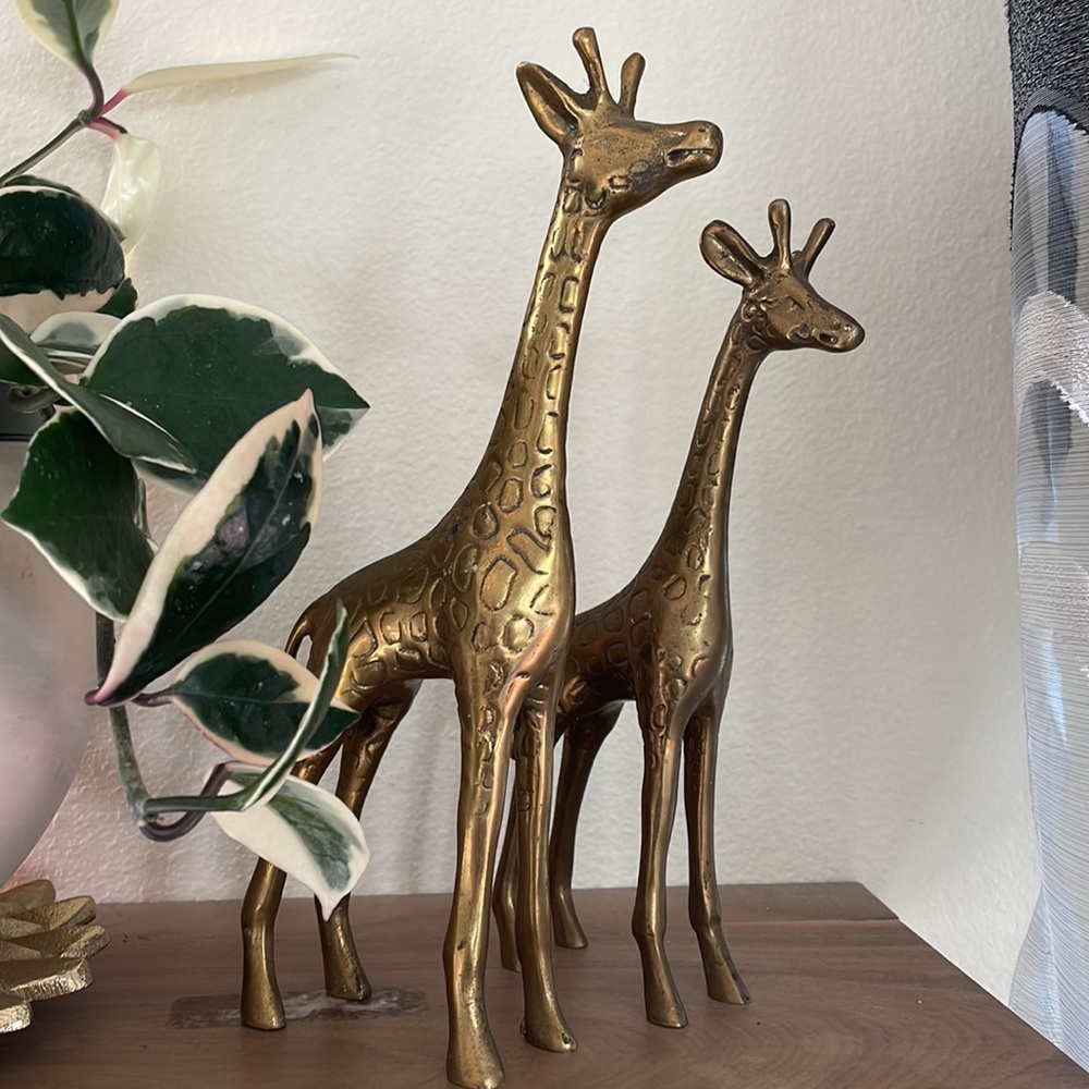 Vintage Solid Brass Giraffes